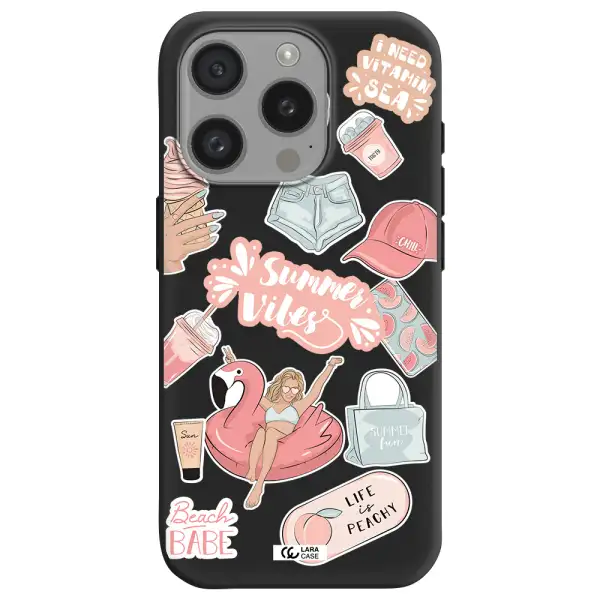 Summer Vibes Sticker Apple Iphone 15 Pro Silicone Black Case
