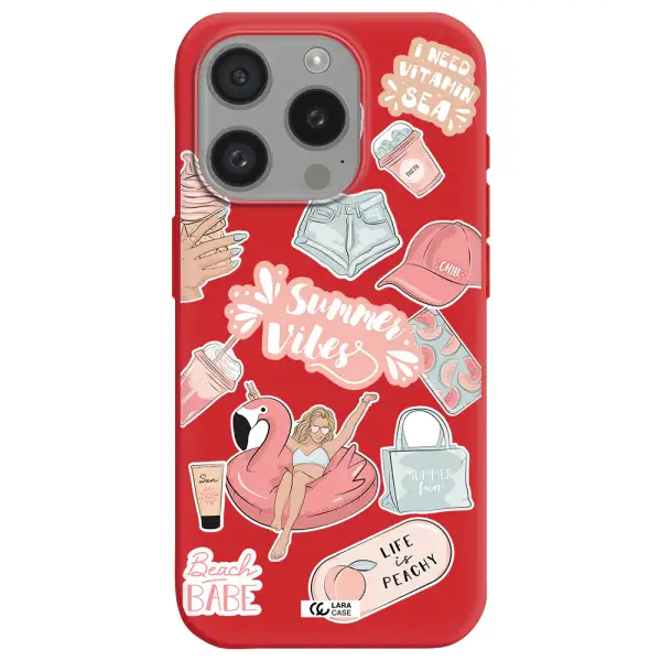 Summer Vibes Sticker Apple Iphone 15 Pro Silicone Imperial Red Case