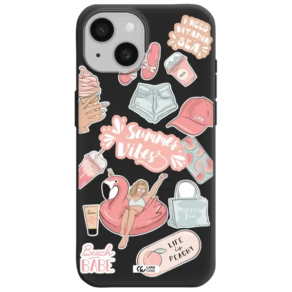 Summer Vibes Sticker Apple iPhone 15 Silicone black Case