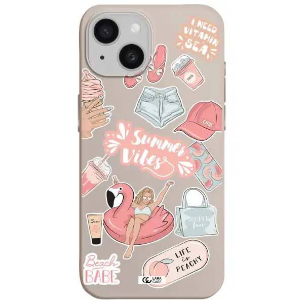 Summer Vibes Sticker Apple iPhone 15 Silicone Stone Case