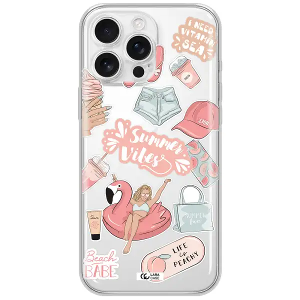 Summer Vibes Sticker Apple Iphone 16 Pro Max Clear Tpu Case