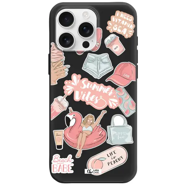 Summer Vibes Sticker Apple Iphone 16 Pro Max Silicone Black Case