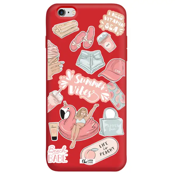 Summer Vibes Sticker Apple iPhone 6 plus Silicone Imperial Red Case