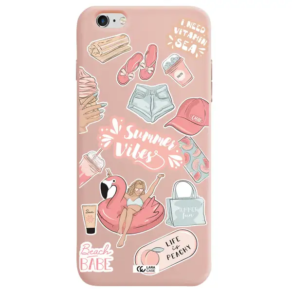Summer Vibes Sticker Apple iPhone 6 plus Silicone pastel pink Case