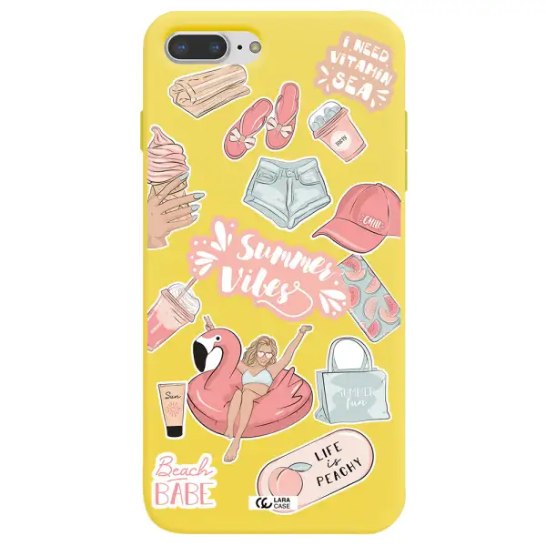 Summer Vibes Sticker Apple iPhone 7 plus Silicone canary yellow Case