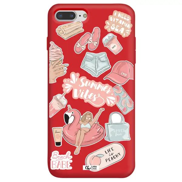 Summer Vibes Sticker Apple iPhone 7 plus Silicone Imperial Red Case