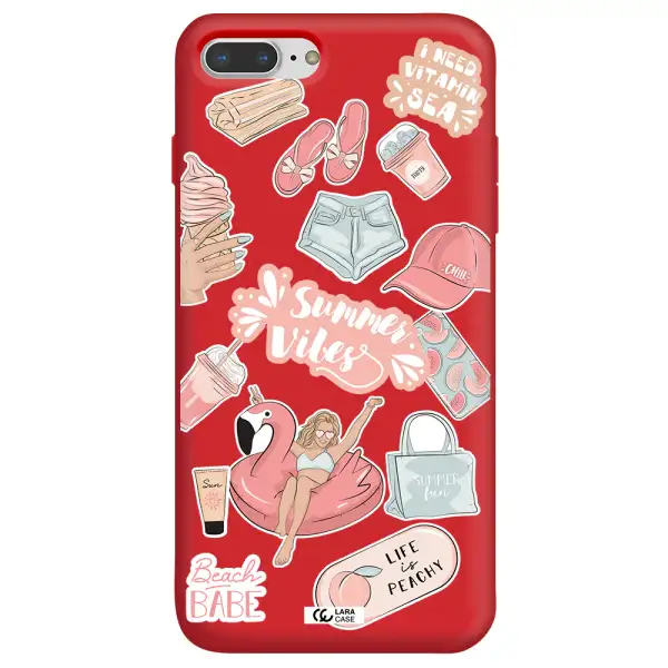 Summer Vibes Sticker Apple iPhone 8 plus Silicone Imperial Red Case
