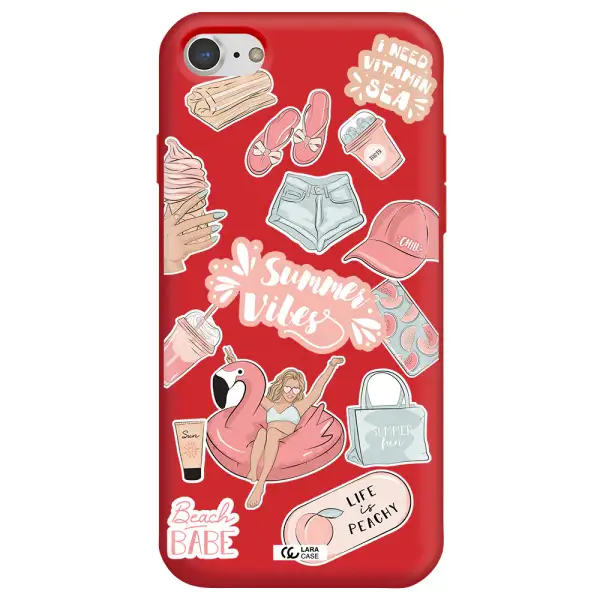 Summer Vibes Sticker Apple iPhone 8 Silicone Imperial Red Case