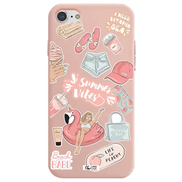 Summer Vibes Sticker Apple iPhone 8 Silicone pastel pink Case