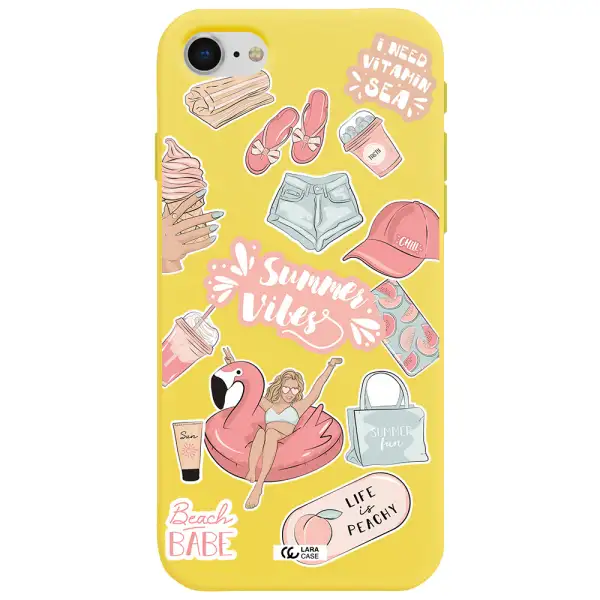 Summer Vibes Sticker Apple iPhone se 2020 Silicone canary yellow Case