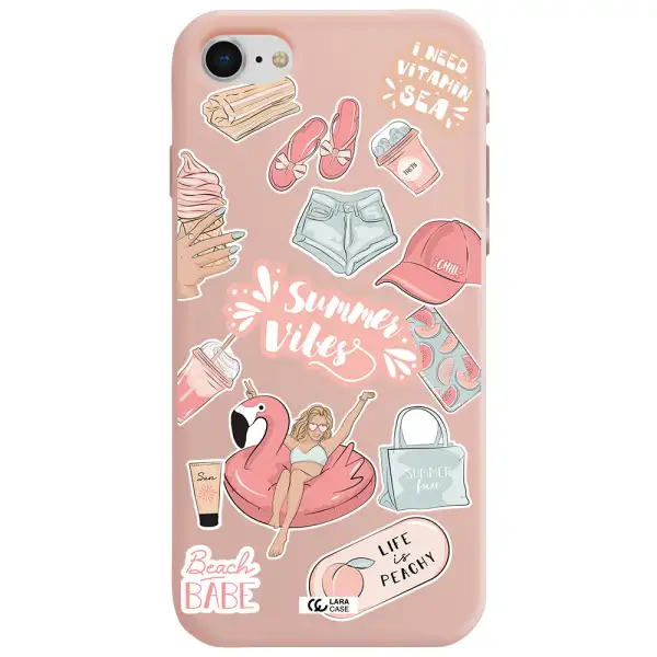 Summer Vibes Sticker Apple iPhone se 2020 Silicone pastel pink Case