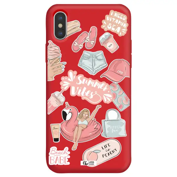 Summer Vibes Sticker Apple iPhone XS Silicone Imperial Red Case
