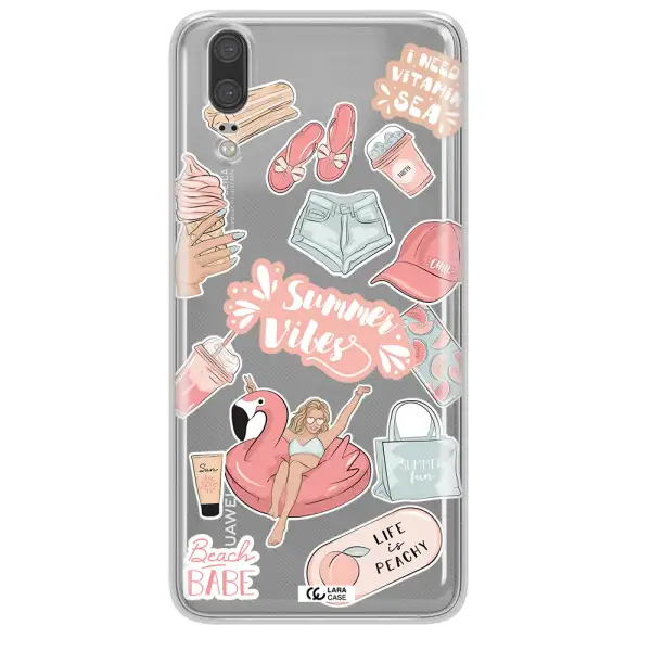 Summer Vibes Sticker Huawei P20 Clear TPU Case