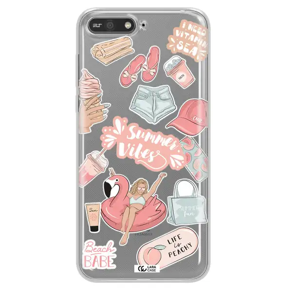 Summer Vibes Sticker Huawei Y6 2018 Clear TPU Case