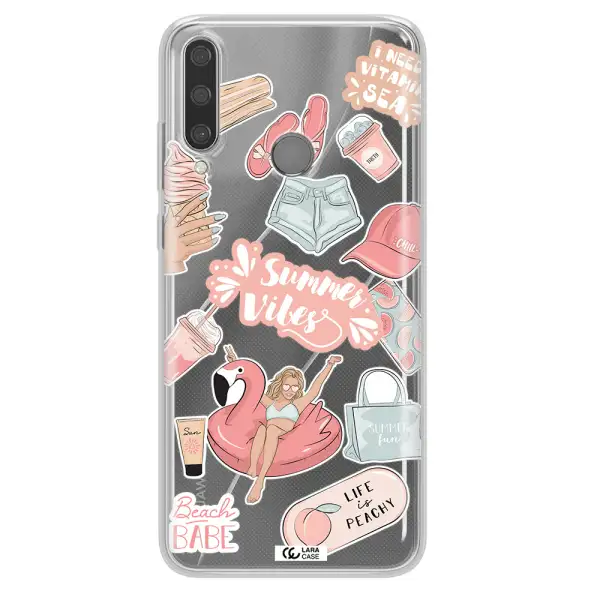 Summer Vibes Sticker Huawei Y6P Clear TPU Case