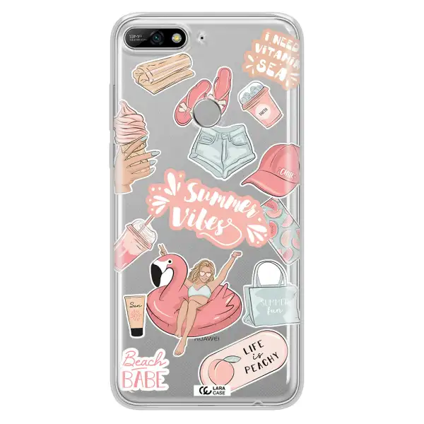Summer Vibes Sticker Huawei Y7 2018 Clear TPU Case