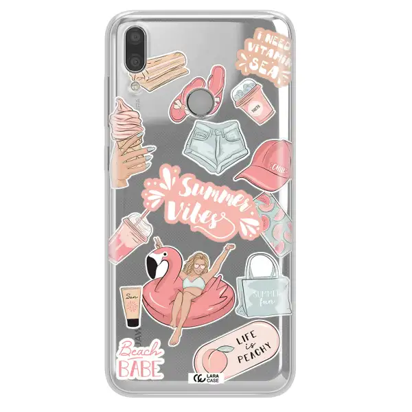 Summer Vibes Sticker Huawei Y7 2019 Clear TPU Case