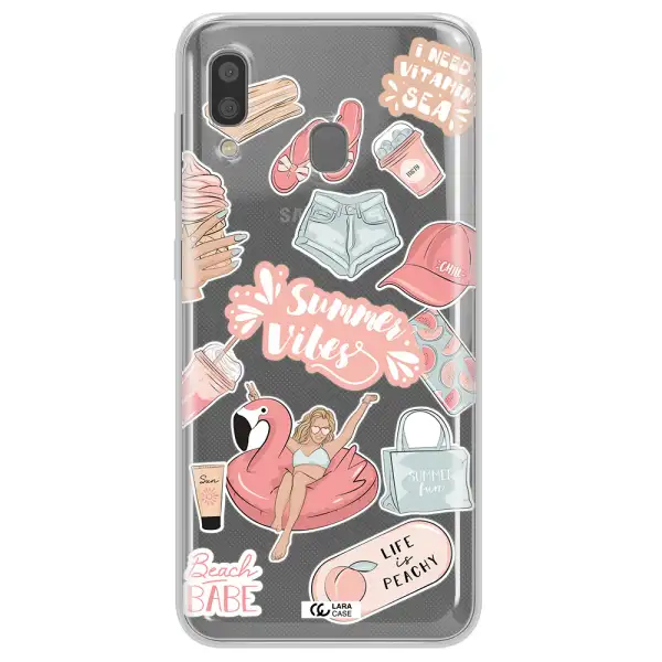 Summer Vibes Sticker Samsung A20 Clear TPU Case