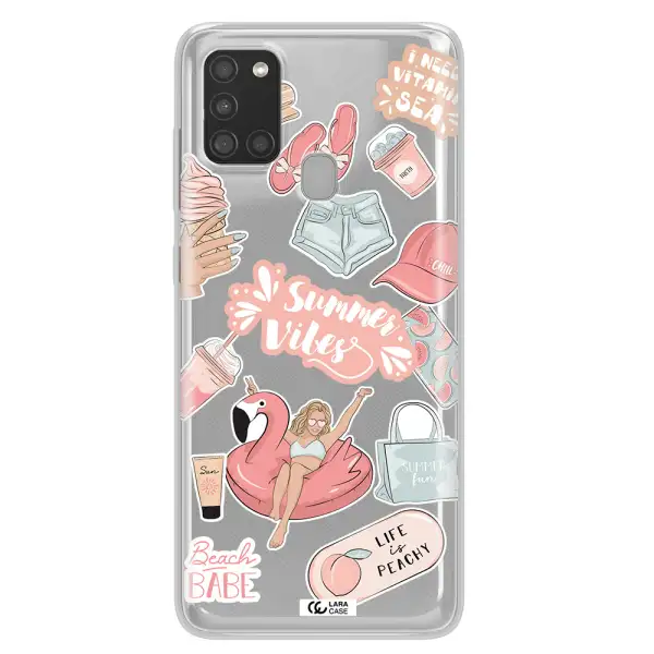 Summer Vibes Sticker Samsung A21S Clear TPU Case