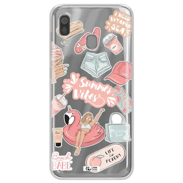 Summer Vibes Sticker Samsung A30 Clear TPU Case