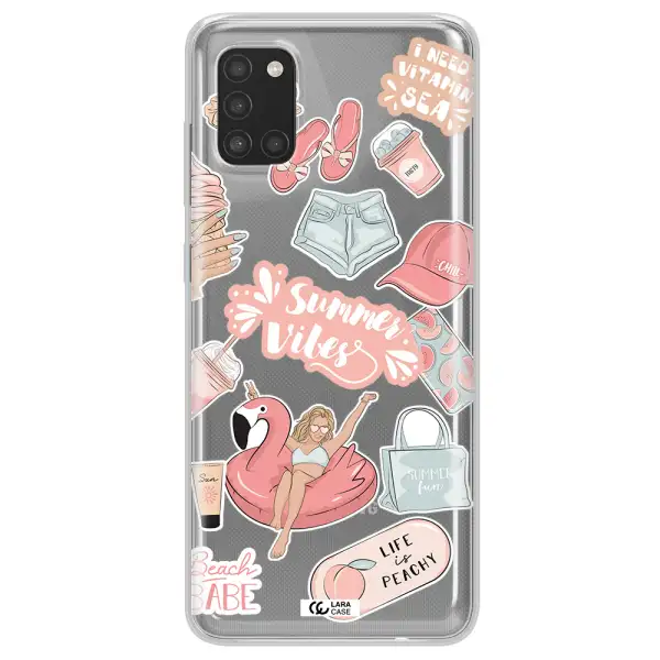 Summer Vibes Sticker Samsung A31 Clear TPU Case
