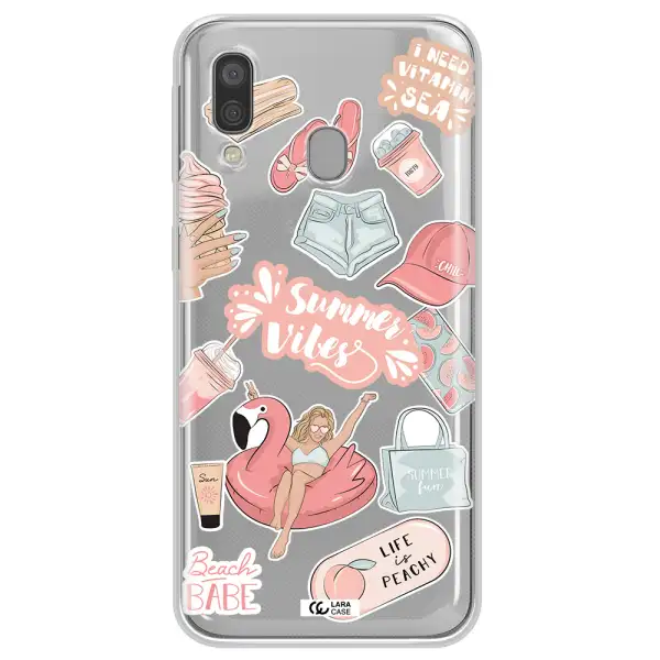 Summer Vibes Sticker Samsung A40 Clear TPU Case