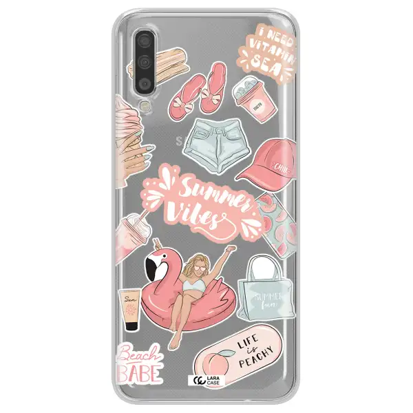 Summer Vibes Sticker Samsung A70 Clear TPU Case