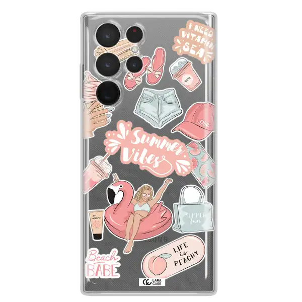 Summer Vibes Sticker Samsung S 22 Ultra Clear TPU Case