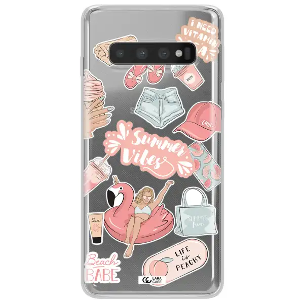 Summer Vibes Sticker Samsung S10 Clear TPU Case