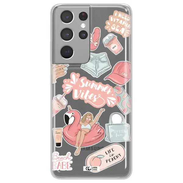 Summer Vibes Sticker Samsung S21 Ultra Clear TPU Case