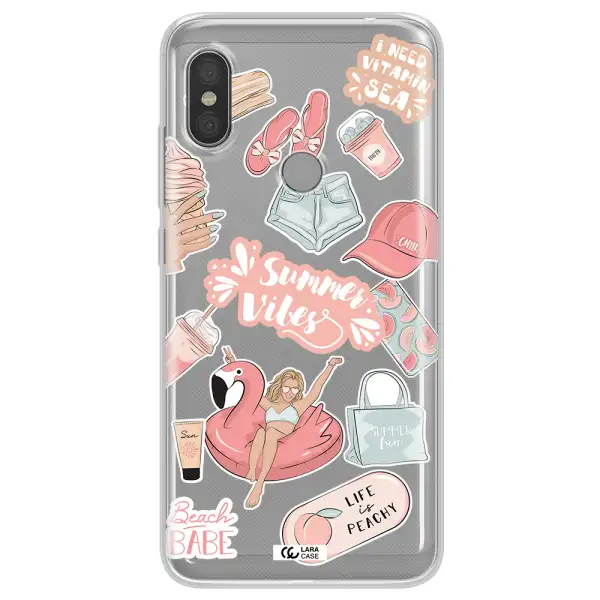 Summer Vibes Sticker Xiaomi Redmi Note 6 Pro Clear TPU Case