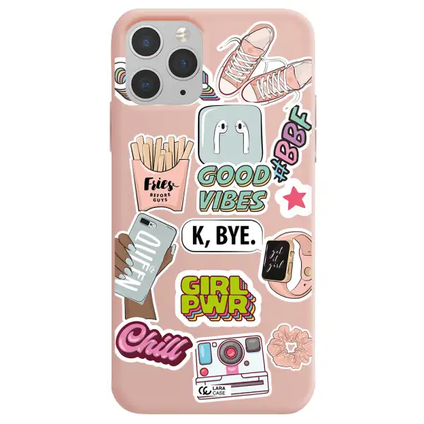 Girl Power Apple iPhone 11 pro max Silicone pastel pink Case