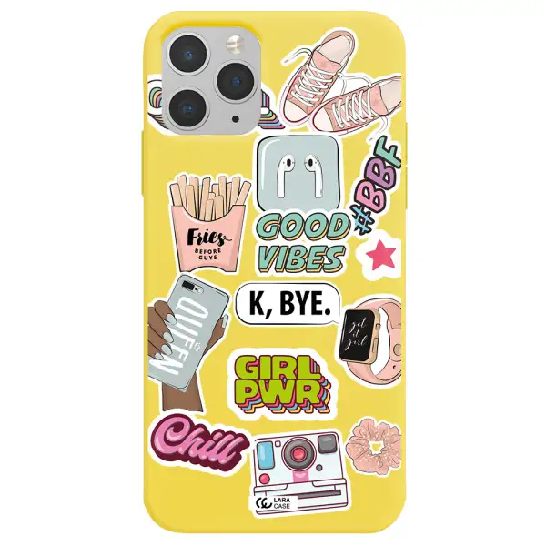 Girl Power Apple iPhone 11 pro Silicone canary yellow Case