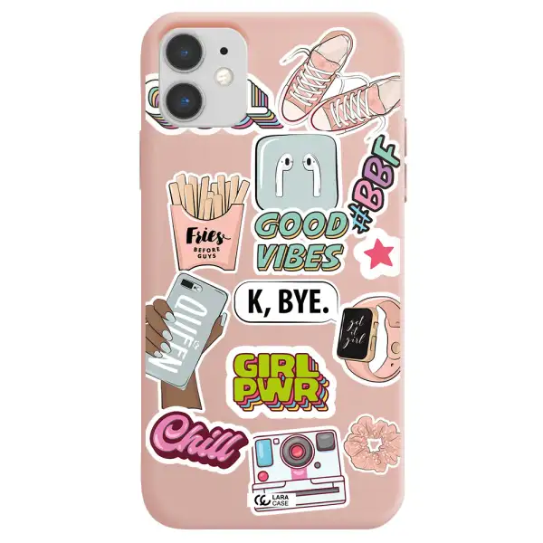 Girl Power Apple iPhone 11 Silicone pastel pink Case