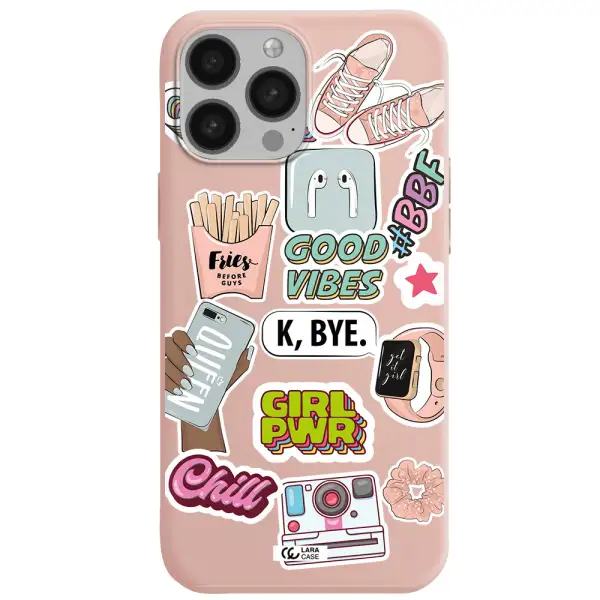 Girl Power Apple iPhone 13 Pro Max Silicone pastel pink Case