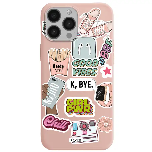 Girl Power Apple iPhone 13 Pro Silicone pastel pink Case