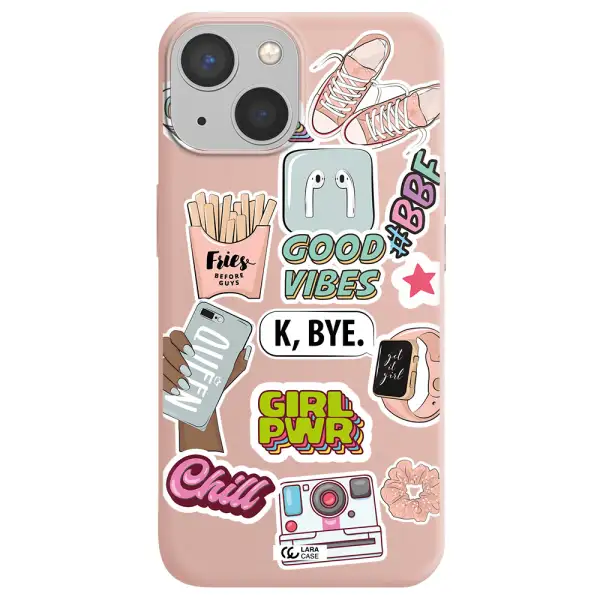 Girl Power Apple iPhone 13 Silicone pastel pink Case