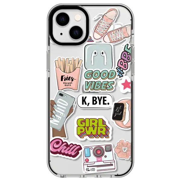 Girl Power Apple iPhone 14 plus impact black border Case