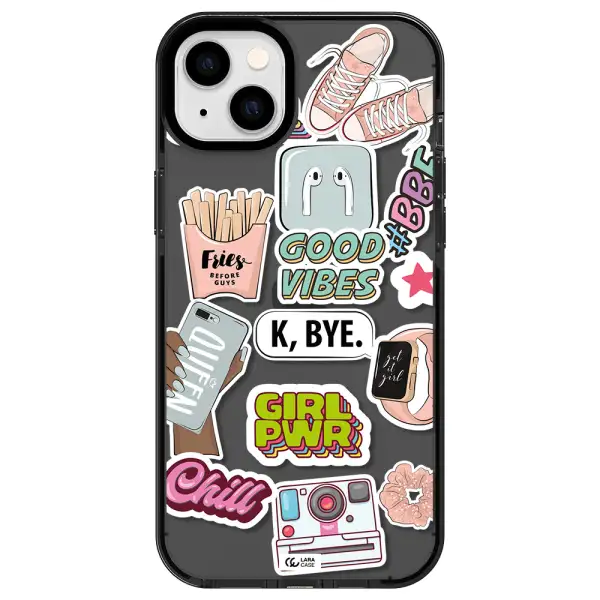 Girl Power Apple iPhone 14 plus impact Smoke Black Case