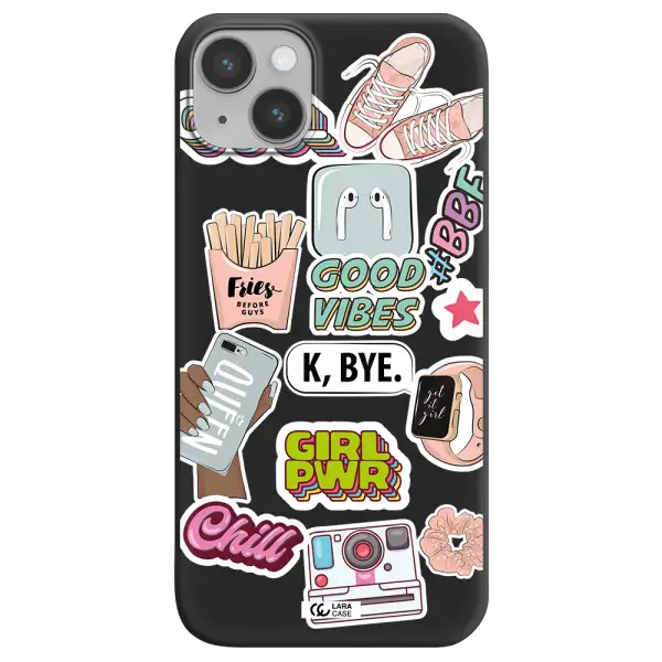 Girl Power Apple iPhone 14 plus Silicone black Case