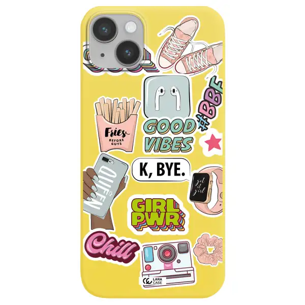 Girl Power Apple iPhone 14 plus Silicone canary yellow Case