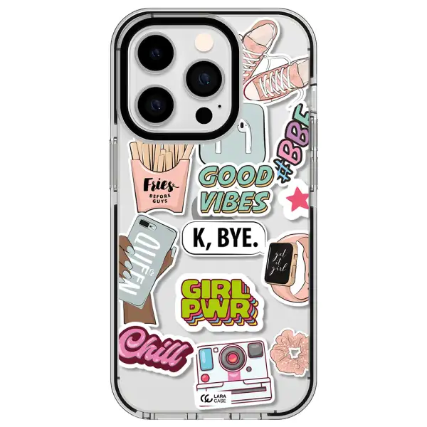 Girl Power Apple iPhone 14 pro impact black border Case