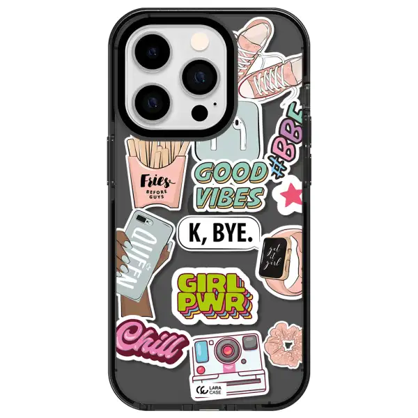Girl Power Apple iPhone 14 pro impact Smoke Black Case