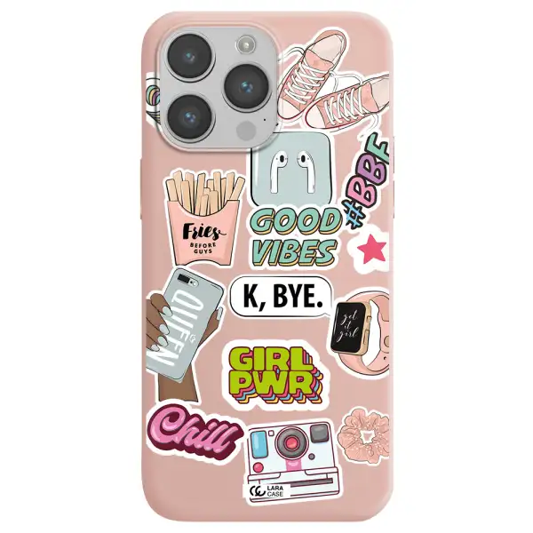 Girl Power Apple iPhone 14 pro max Silicone pastel pink Case