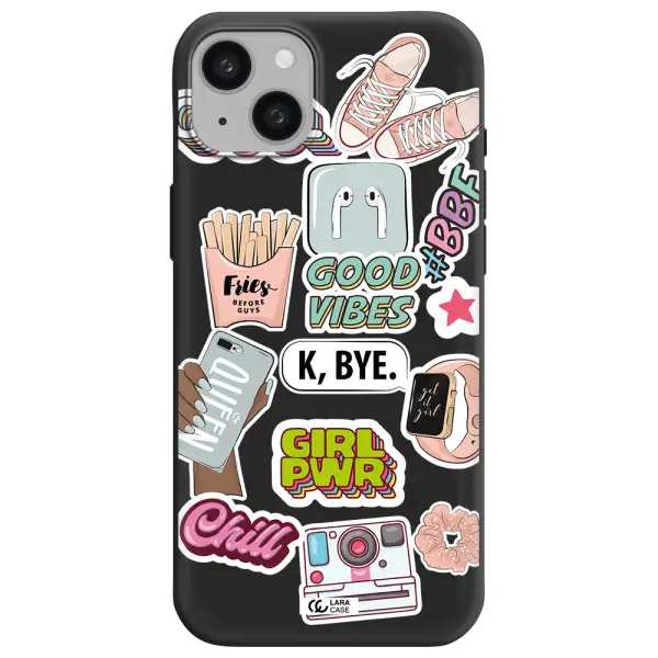 Girl Power Apple iphone 15 plus Silicone black Case