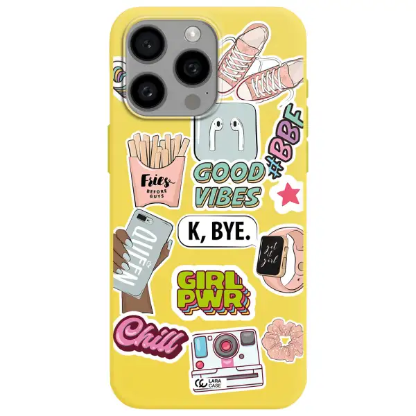 Girl Power Apple Iphone 15 Pro max Silicone canary yellow Case