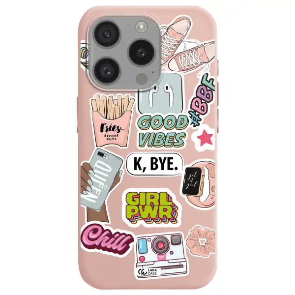 Girl Power Apple Iphone 15 Pro Silicone Pastel Pink Case