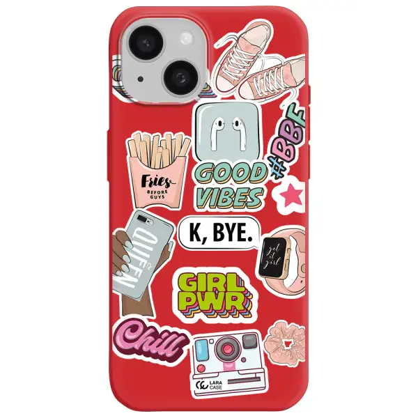 Girl Power Apple Iphone 15 Silicone Imperial Red Case