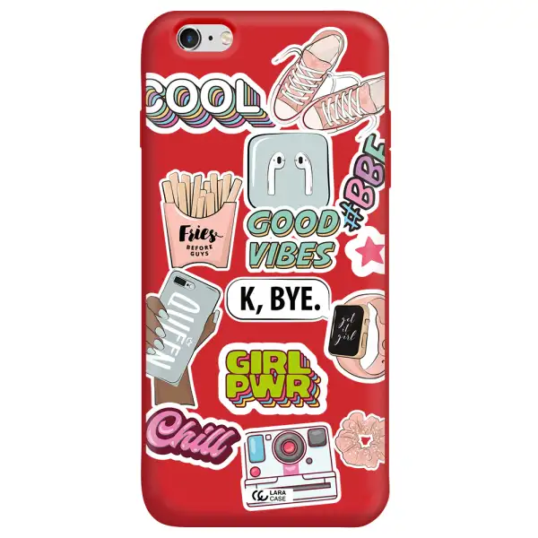 Girl Power Apple iPhone 6 s plus Silicone Imperial Red Case