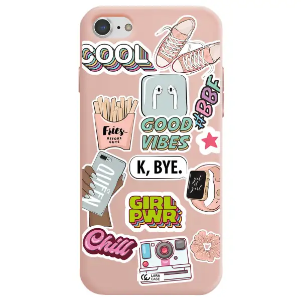 Girl Power Apple iPhone 8 Silicone pastel pink Case